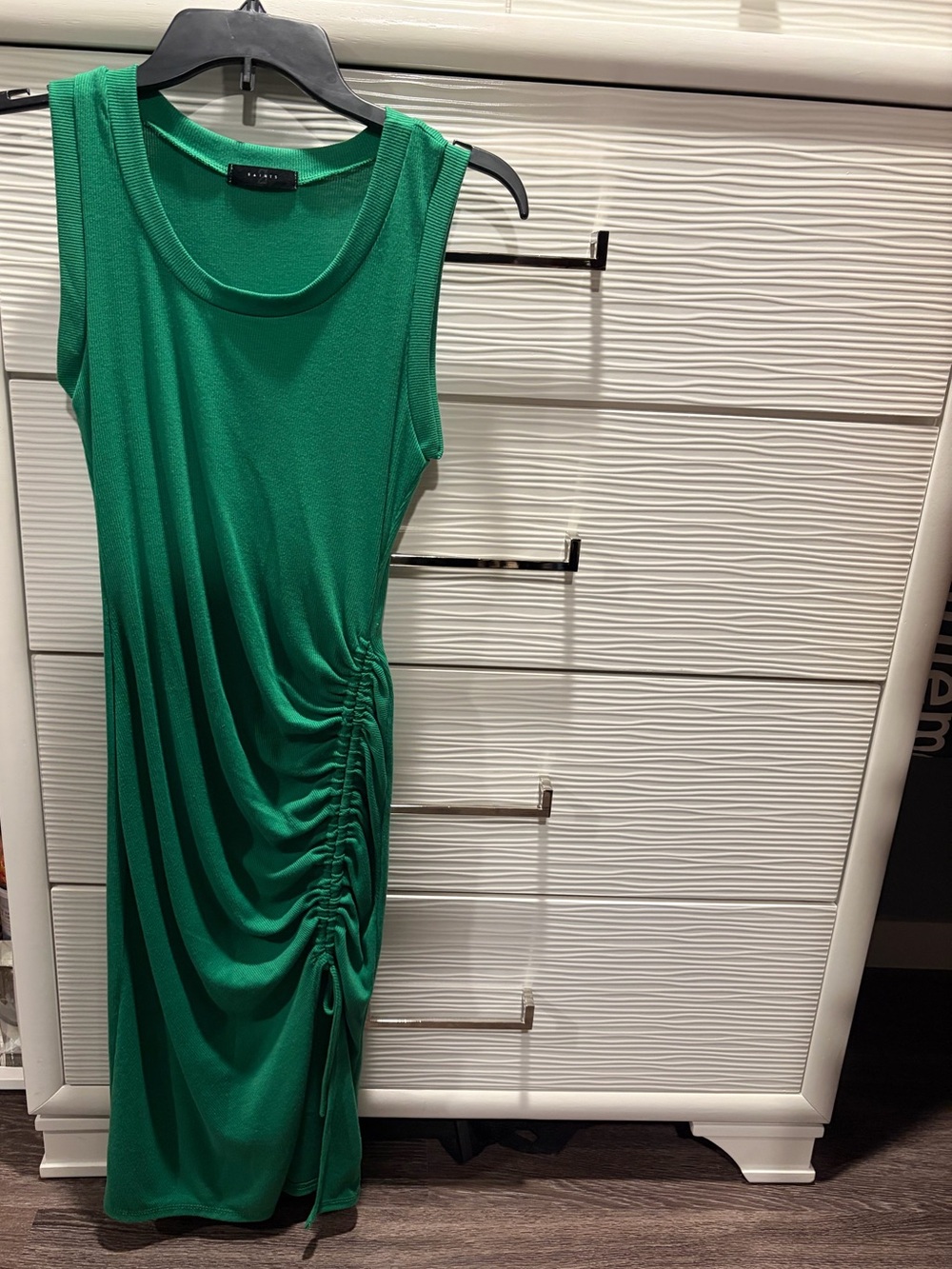 Sleeveless Ruched Side Green Dress